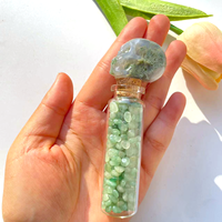 Bouteille à Vœux en Agate Mousse Naturelle de 10 cm avec Pierres de Guérison et Cristaux, Crânes Sculptés – Vente en Gros pour Cadeau