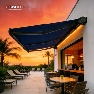 <span class=keywords><strong>Toldo</strong></span> Retráctil Eléctrico de Aleación de Aluminio ZEBRATECH, Resistente al Viento y a la Lluvia, con Lona Textilene, Instalación Motorizada para Todas las Estaciones - Product Image 1