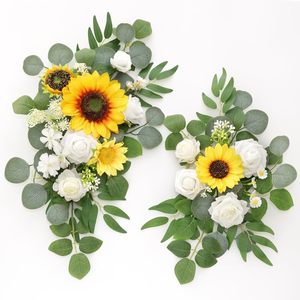 2 Pieces Artificial Flower Decoration Floral Wall Ornament For Wedding Reception Background Home Interior Wall Decor - Product Image 3