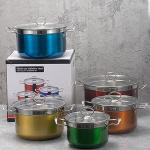 ステンレス鋼パンセットキッチン調理器具5個セットクッキングポットキャセロールポットハンドル付き透明ガラスふた付き - Product Image 5