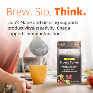 QINSHANTANG Etiqueta privada Medio Tostado Granos de café <span class=keywords><strong>colombiano</strong></span> Leones Mane Chaga Ganoderma Lucidum Hongo Café <span class=keywords><strong>molido</strong></span> - Product Image 5