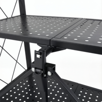 Support de plantes pliable robuste en fer avec roulettes pivotantes à 360°, étagères perforées, support à fleurs roulant portable pour jardin, patio, usine