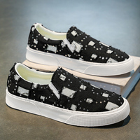 Sepatu Slip On Kanvas Berpayet Distressed Pria Tanpa Tali Model Loafers Streetwear Skate Shoes