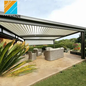 Австралийская биоклиматическая беседка, моторизованная открытая и закрытая Жалюзийная крыша, садовая уличная мебель для патио