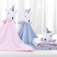 Weiche Baby Einhorn Form Sicherheits decke Tragbare Mikro faser Kuscheltier Tröster Baby Plüsch Decke