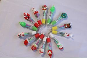 10-Gói <span class=keywords><strong>4</strong></span>-Màu Bút Bi Thiết Lập Ngẫu Nhiên Phim Hoạt Hình Đầu Giáng Sinh Chủ Đề Quà Tặng Nhựa Cho Trẻ Em Sinh Viên Văn Phòng Sử Dụng - Product Image 3