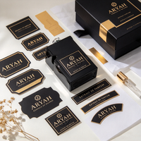 Étiquette métallique personnalisée OEM ODM pour parfum, logo en relief doré, étiquette métallique de luxe, autocollant métallique noir pour flacon de parfum et boîte