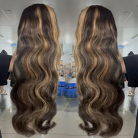 Vente Flash # Perruque de cheveux humains bouclés bruts birmans 4/27 Highlight, 26 pouces, perruque frontale en dentelle HD 13x6, nœuds pré-décolorés, pour femmes noires