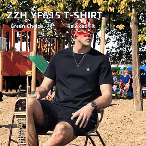 เสื้อยืดแขนสั้นลำลองผู้ชาย ผ้าถักเรียบง่ายทันสมัย พิมพ์ลายสำหรับฤดูร้อน - Product Image 2