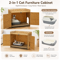 Armoire de litière pour chat de luxe personnalisée, pliable, en rotin tressé, avec bac à litière dissimulé, maison pour chat d'intérieur, cages et maisons pour animaux de compagnie pour grands chats
