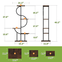 Support pour plantes de 45,2 pouces avec lampe de culture LED à 2 têtes, étagère à fleurs en bois et métal de 0,85 mm, présentoir d'intérieur à plusieurs niveaux