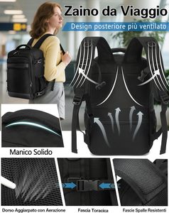 KLOSTAIN Zaino Ryanair 40x20x25, Bolsa de Viaje Aérea, Equipaje de <span class=keywords><strong>Mano</strong></span> 20L, Bolsa de Cabina para Hombre y Mujer, Trabajo, Senderismo, Escuela - Product Image 5