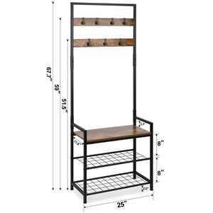 Mueble de Entrada Moderno YQ, Listo <span class=keywords><strong>para</strong></span> Enviar, con Estante <span class=keywords><strong>para</strong></span> Zapatos de 2 Niveles, Ganchos Extraíbles, Marco de Metal, Mesa de Entrada, <span class=keywords><strong>Perchero</strong></span> - Product Image 1