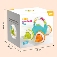 Nouveau Jouet de Dentition en Silicone Souple avec Hochet, Mini Voiture à Pousser pour Enfants, Voiture Bébé Éléphant Roulant de Dessin Animé