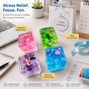 Juguete Sensorial Antiestrés de TPR Transparente Suave con Diseño de Cubo Oceánico Personalizado para Tiendas de Juguetes OEM ODM - Product Image 5