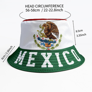 Sombrero de Pescador Reversible con Estampado de la Bandera Mexicana y Logotipo Personalizado al por Mayor, Sombrero de Pescador Transpirable para Fanáticos del Fútbol Mundial, Protección Solar - Product Image 4