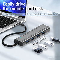 Hub USB 3.0 en aluminium à 4 ports, adaptateur Type C vers USB 3.0, séparateur de données SuperSpeed 5 Gbps pour Mini PC, MacBook, disque dur externe