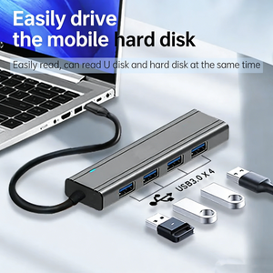Hub USB 3.0 4 ports en aluminium, femelle-femelle, compatible avec l'électronique grand public et les ordinateurs, utilisation pour mini <span class=keywords><strong>PC</strong></span>, sortie Type C, en stock - Product Image 1