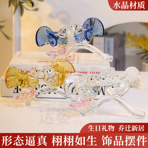 Crystal Bird Couple Ornament 12cm Length Valentine's Day Gift Decor For Home <b>Table</b> <b>Decoration</b> - Product Image 5
