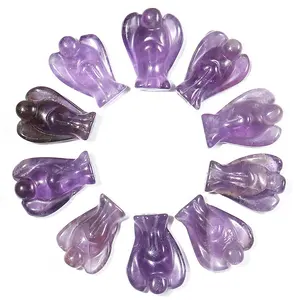 15x20mm Nhỏ Túi Đá chữa bệnh thủ công bức tượng thiên thần khắc pha lê người giám hộ Rose Quartz Thạch Anh Tím thiên thần bức tượng trang trí nội thất Quà Tặng - Product Image 5