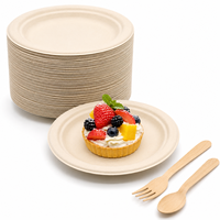 Assiette jetable de 6 pouces en bagasse de canne à sucre compostable, biodégradable, écologique, compatible micro-ondes, pour fête, marque XIEFA Classic