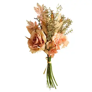 2024 neu künstlicher Rosenstrauß Bouquet Seidenblumen und grüne Blätter Stiele im Großgebinde für Brautstrauß Blumenstrauß Heimdekoration Hochzeit