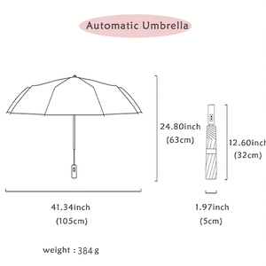 <b>Large</b> 10-Rib Automatic Folding <b>Umbrella</b> Strong Wind Resistant One-Touch Open Close High Quality Fabric for Travel Work School - Product Image 2