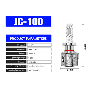 Hot bán JC-100W Led Đèn Pha thiết kế mới Xe LED ánh sáng bóng đèn H4 H7 H11 9005 9006 6000K/6500K nhôm Led Đèn Pha bóng đèn - Product Image 6