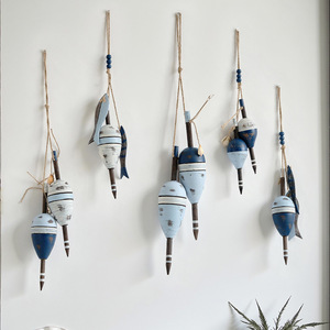 Mediterranean Style Wooden Float Wall <b>Decoration</b> Distressed Blue White Hanging Home Decor For Living Room Bedroom Commercial - Product Image 2