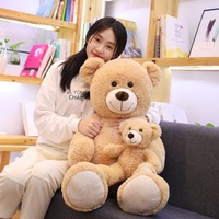 Set Boneka Teddy Bear Desain Ibu dan Bayi, Hewan Boneka Besar, Kain Super Lembut, Isi Kapas PP, Bordir Lucu untuk Anak Perempuan, Menyenangkan