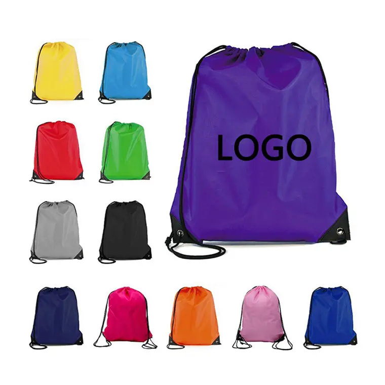 Op Maat Gemaakte Groothandel Polyester Nylon Tas Rugzak Trekkoord Waterdichte Tassen Oem Oxford Drawstring Tas