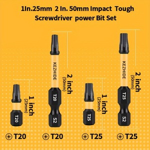 Kezhide Torx Screwdriver Bit Set T20 T25 1in 2in S2 Steel Magnetic Impact Tough - Product Image 1