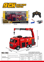 Camion de pompiers télécommandé Huina 1362 1/18 9CH RC de qualité professionnelle, en métal, 2,4 GHz, avec fonction de tir d'eau et d'éclairage