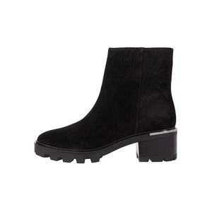 חדש אופנה מגפי נשים של ראש עגול עבה סוליות מקרית קרסול מגפי קטן רטרו תפרים עבה העקב צד רוכסן עירום מגפיים - Product Image 1