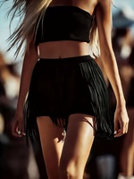 Jupe à franges de style western pour femmes - Jupe-culotte en similicuir taille haute avec ceinture optionnelle pour les festivals et les vacances