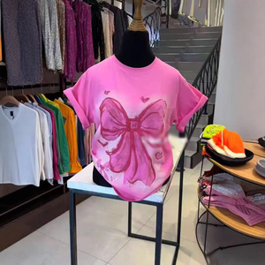 <span class=keywords><strong>Maglietta</strong></span> Estiva da <span class=keywords><strong>Donna</strong></span> con Fiocco, Manica Corta e Collo Tondo, Stile Casual Chic, Taglie S-3XL, Top Moda Femminile con Stampa Graffiti - Product Image 5