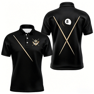 Camiseta de Billar para Hombre S.Q.F, Diseño de Corona de 8 Bolas, Impresión 3D por Transferencia de Calor, Uniforme de Equipo, Estilo Vintage, 300 Gramos, 100% Algodón de Lujo - Product Image 6