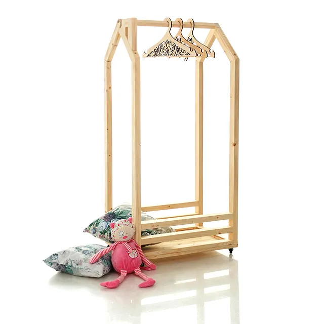 Muebles de dormitorio para niños niño de prendas de vestir Rack de madera soporte para niños