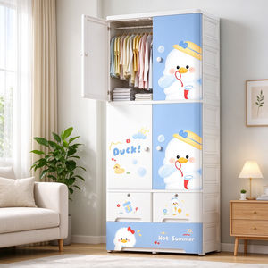 Bubble Duck Printed Children Plastic Closet 75cm Wide Baby Garment &amp; Toy Storage Wardrobe - Product Image 5