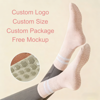 Chaussettes de sport épaisses Performance Grip, chaussettes de yoga antidérapantes en coton biologique de haute qualité, tricotées, avec logo, pour la gym
