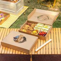 Boîte d'emballage en papier kraft personnalisé Boîte de pâtisserie de fête pour croissant Boîte portable pour biscuit au chocolat avec fenêtre pour dessert Emballage pour traiteur