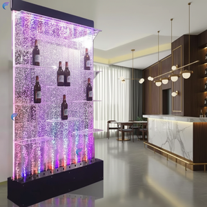 Acrylic Water Wall Panel Partition With LED Lights Contemporary Freestanding Storage Display For Bar Or Home Decor - Product Image 4
