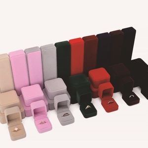 Custom Logo Red Velvet Wholesale Box Manufacturer <b>Rings</b> Earrings Pendant Jewelry Packaging Boxes Set - Product Image 1