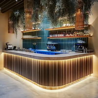 Comptoir de bar en bois au design moderne pour hôtel commercial, restaurant, avec plateau en marbre noir écologique pour bar à domicile et salon