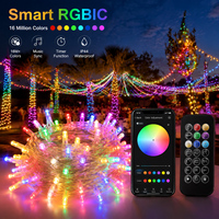 Guirlandes lumineuses LED RGB intelligentes, synchronisation musicale via application, IP65, fil en PVC transparent, 3x3M, 900 LED, multicolores, décoration de scène DJ, extérieur