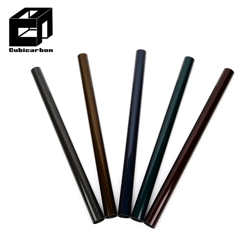 High Performance Customized Colored Coating Carbon Fiber Tube Pipes 3K Glossy Colorful Carbon Fiber Tube