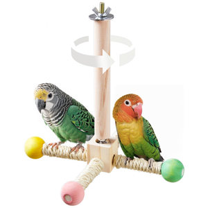 Jouet d'activités en bois pour perroquet : Balançoire, Pont en corde, Cadre d'escalade pour oiseaux, Échelle, Perchoir, Jouet interactif pour animaux de compagnie - Product Image 1