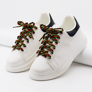 Hengfeng nguồn linh hoạt vải trắng Giày dây năm hình đường chéo màu dây giày phẳng ba màu làm bằng polyester bền - Product Image 4