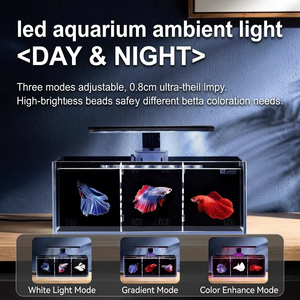JSD YEE Betta Visbak, 19,69 inch, 2,5 <span class=keywords><strong>gallon</strong></span> ultra helder glazen <span class=keywords><strong>aquarium</strong></span>, WRGB LED verlichting, stille achterfilter, bureau-model - Product Image 6