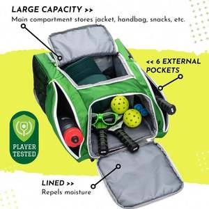 Free Sample New Design Waterproof Large Pickleball Bag with <b>Shoe</b> Compartment with Insulated Pocket for Pickleball Backpack - Product Image 2